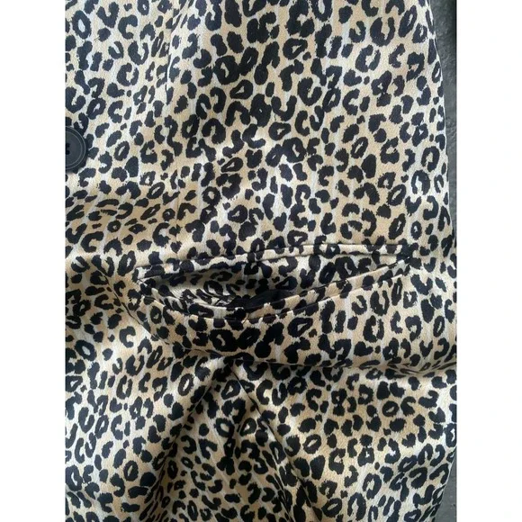 Nine West Blazer Jacket Size Medium  Leopard Print Lined Black Satin - Picture 7 of 11
